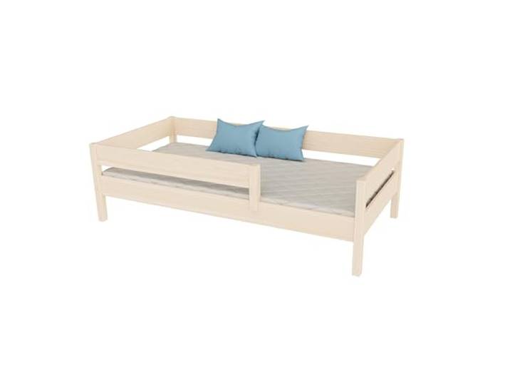 KidsComfort Kinderbett 80x160 cm Gebleichte Eiche Bett mit Matratze Kinderbett mit Rausfallschutz, Matratze und Lattenrost inklusive, Einstieg links oder rechts, ab 1,5 Jahren