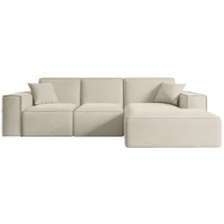 ECKSOFA Ottomane Rechts SERRA-L - 266x169x80 cm Beige Velours