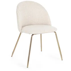 Esszimmerstuhl Tanya 4er-Set aus Boucle, modern gepolstert, Elfenbein Gold, komfortabel für Dein Esszimmer