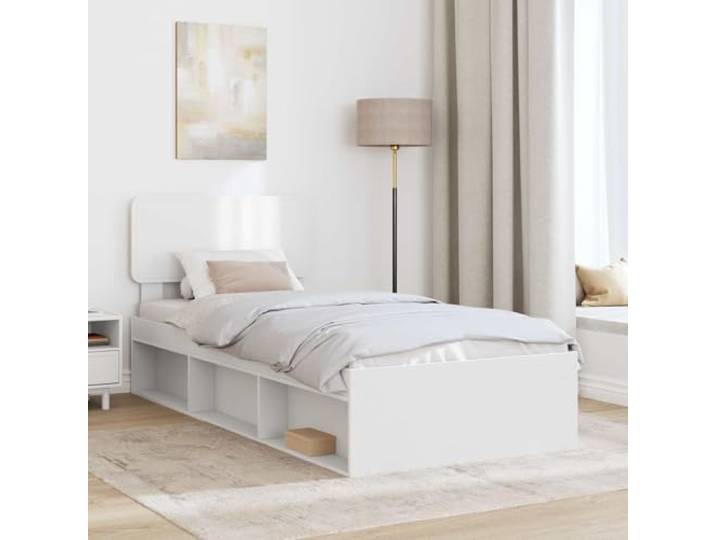 KTHLBRH Bettgestell weiß 90 x 200 cm Kiefer massiv Robustes Holz, feste Latten, modernes Design, einfache Reinigung, schnelle Montage