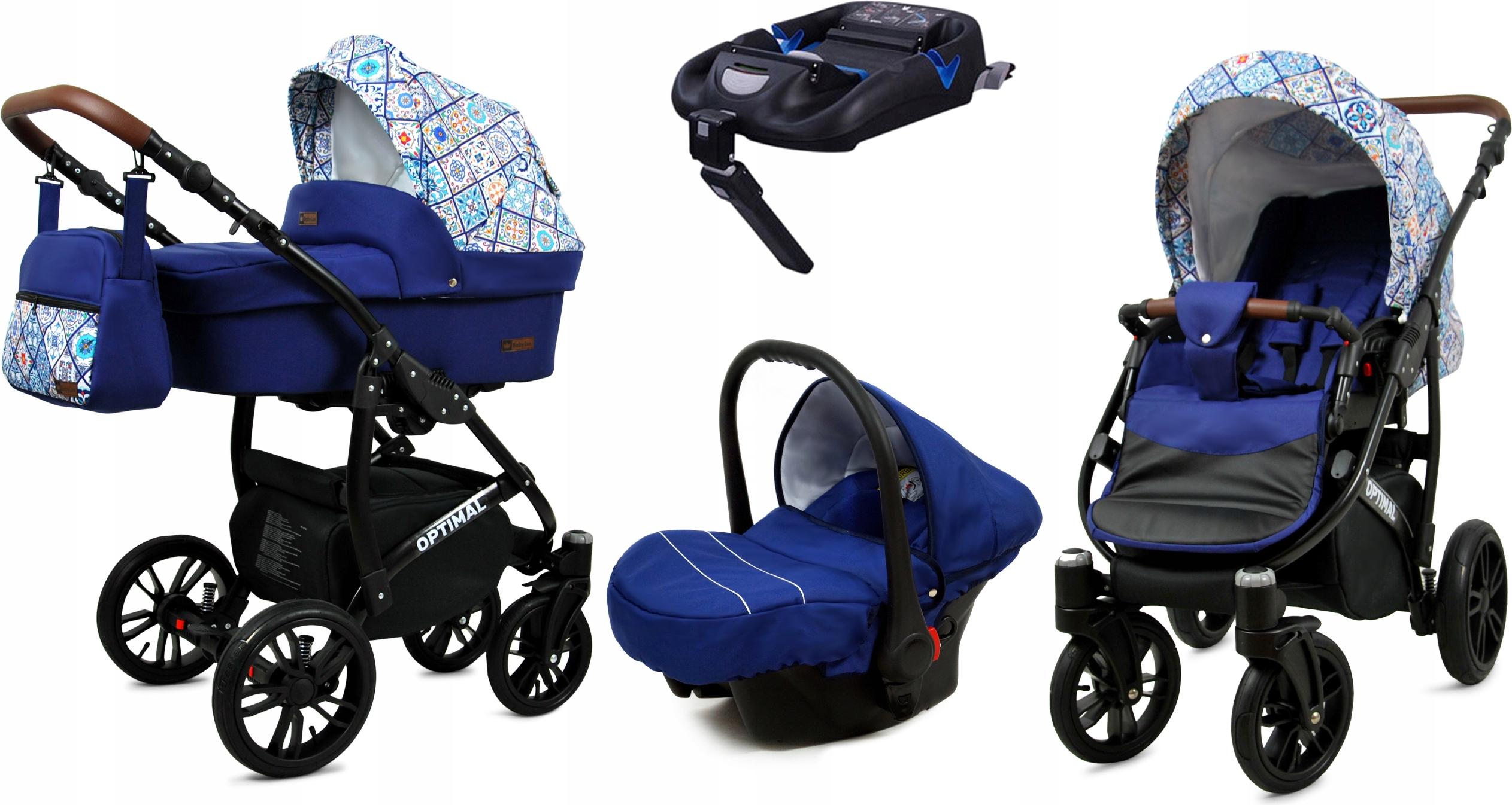 BabyLux Optimal | 4in1 Kinderwagen Set | Portuegeuse Tiles | Kombikinderwagen | Kinderwagenset