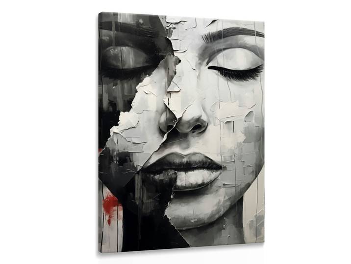 LEINWANDBILD Frau Gesicht Abstraktion Malarei 70x100