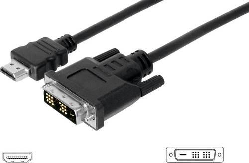 Digitus HDMI / DVI Adapterkabel HDMI-A Stecker, DVI-D 18+1pol. Stecker 3.00 m Schwarz AK-330300-030-S schraubbar HDMI-Kabel