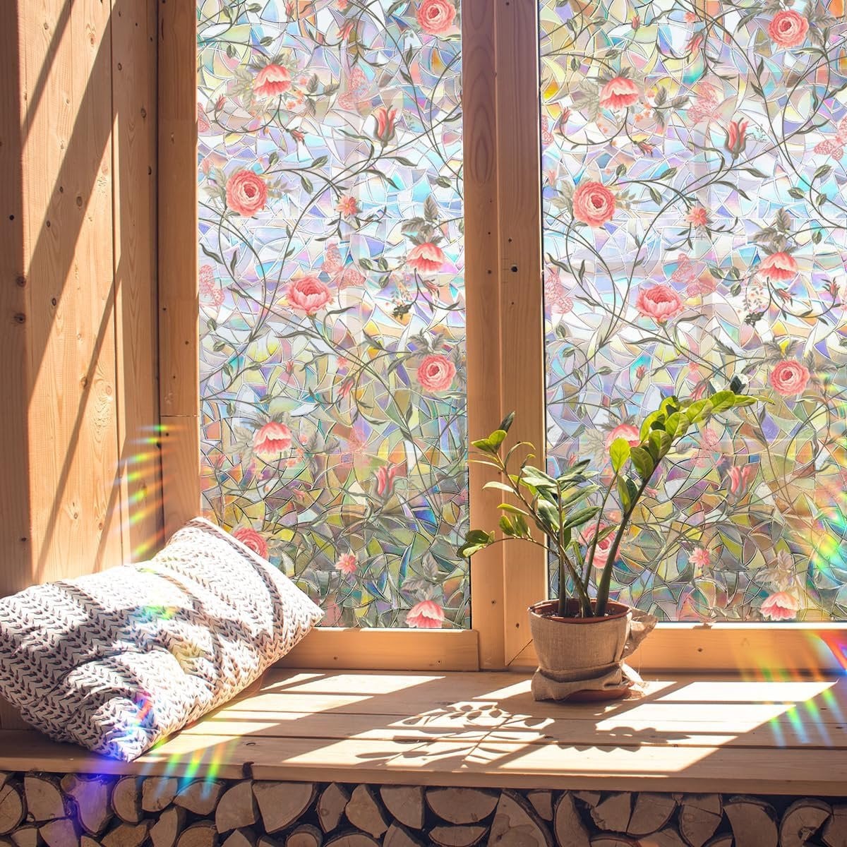 MKSS Raamfolie Glas in Lood - Zelfklevend - Antieke Look - Lood Regenboog