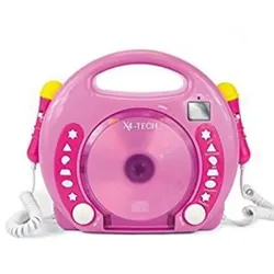 X4 Tech Karaoke CD Player MP3 2 Mikros pink
