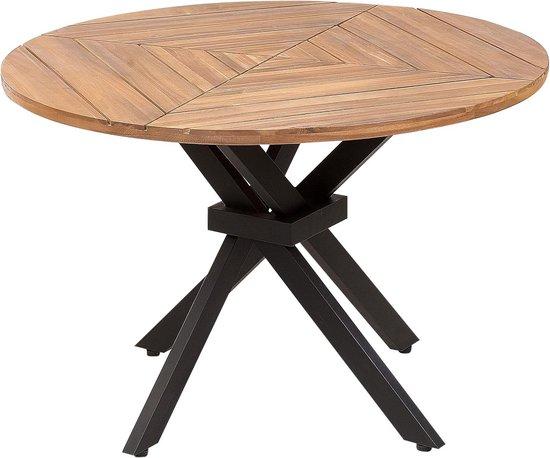 Famanu Gartentisch Rund Akazienholz mit Aluminiumbeinen - 110 cm, Lichtholz