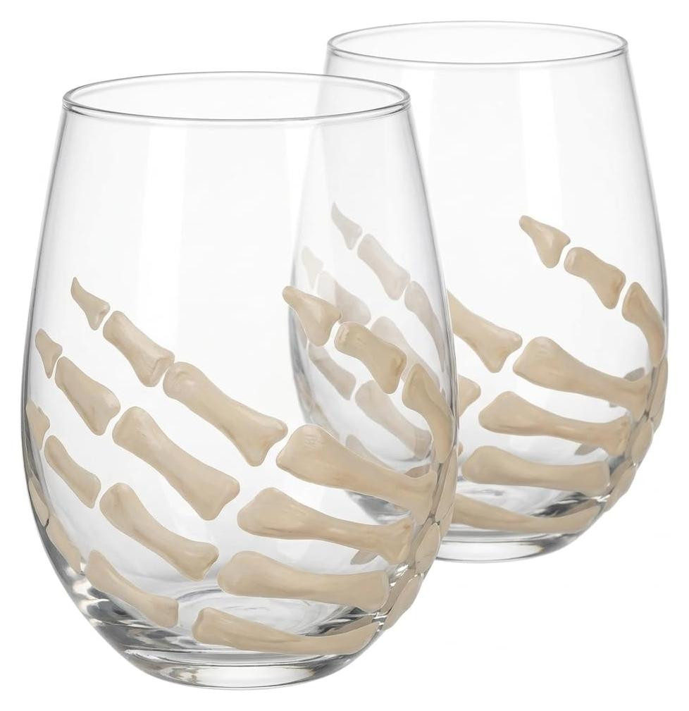 Dripio Set van 2 Skelet Halloween Drinkglazen, 500 ml