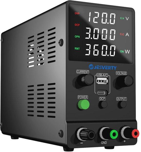 Variabele DC-bankvoeding 0-120V 0-3A met USB en Type-C snelopladen