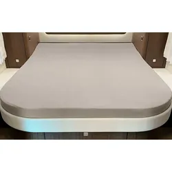 Spannbettlaken für Queensbett mit Abrundung oder Ecke Basalt