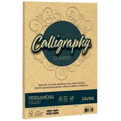 Favini, Kopierpapier, Pergament Kalligrafie Tintenstrahlpapier A4 (210x297 mm) 50 Blatt Gold (A4, 50 Blätter, 190 g/m2)