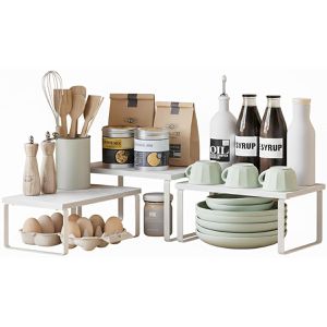 Songmics Küchenregal KCS220W01, weiß, 3er Set, für Arbeitsplatte, 29,7 x 15,8 x 19,5cm