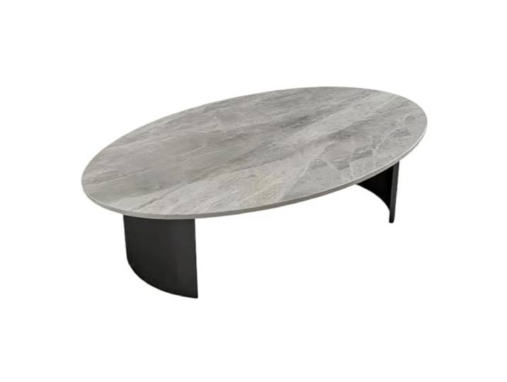 9bbhfJw4R Couchtisch im Landhausstil Kleiner ovaler Couchtisch aus Felsplatte for den Haushalt(Grigio,Klein)