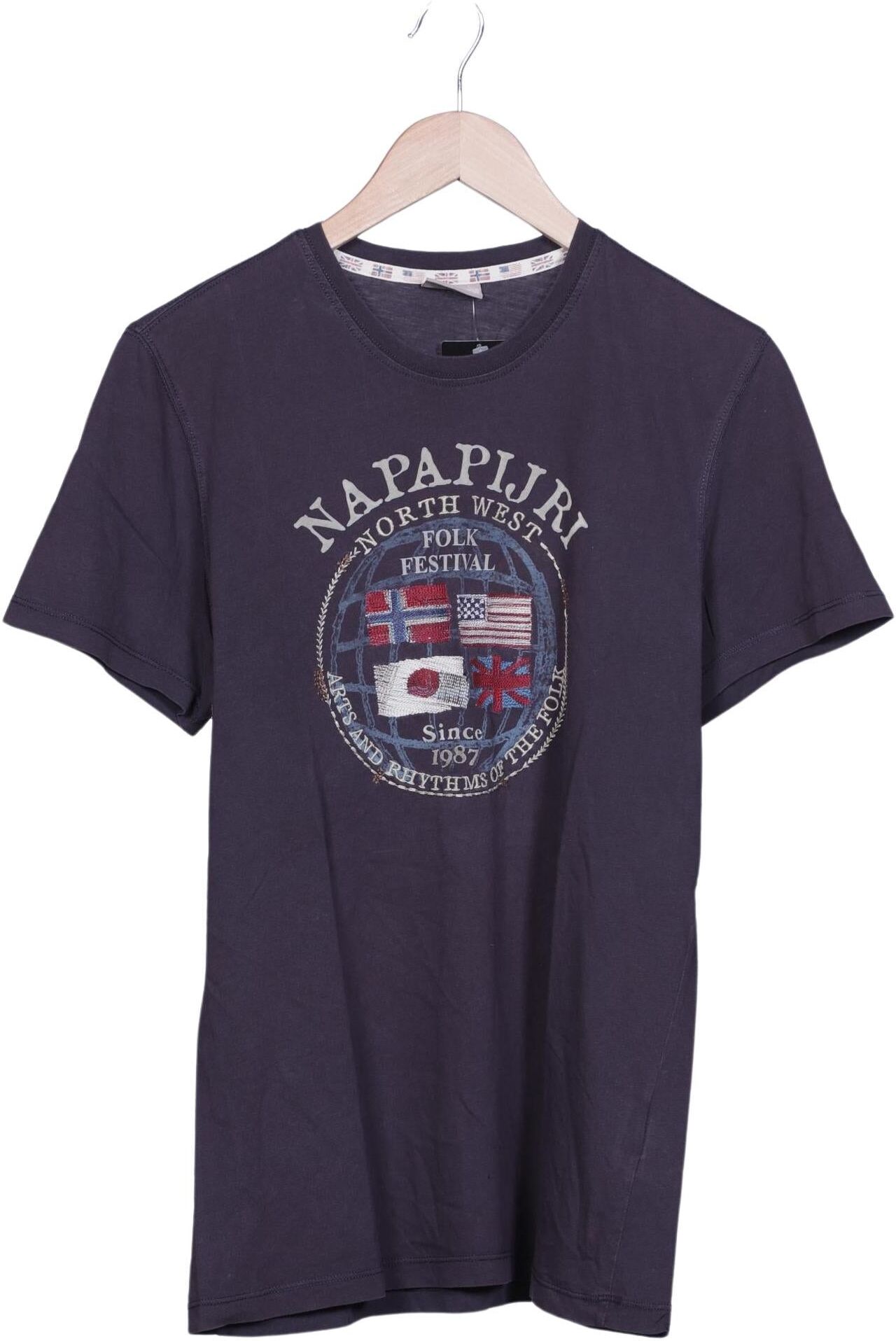 Napapijri Herren T-Shirt, Grau, Gr. M, Baumwolle - Second Hand