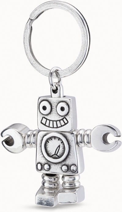 UNOde50 Llavero robot y logo grabado en plata de ley Plateado U