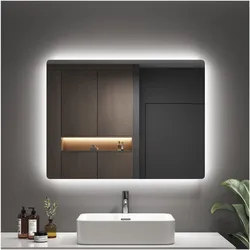 Emke, Spiegel, LED Badezimmerspiegel 80x60 cm, Kaltweiss 6500 K, rostbeständiger Spiegel, IP44, für Badezimmer (80 x 60 cm)