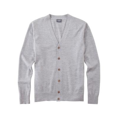 Cardigan OLYMP "Casual Strick", Herren, Gr. 3XL, silbergrau, Feinstrick, Obermaterial: 100% Schurwolle, unifarben, normal, V-Ausschnitt, Strickbund, Strickjacken, aus weicher Merinowolle
