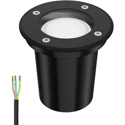 ledscom.de Bodeneinbauleuchte BOLI für außen, IP67, schwarz, rund, 108mm Ø inkl. LED Lampe 450lm warmweiß