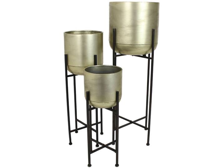 Blumentopf 3er-Set Bloem - Farbe: Champagner - Material: Metall