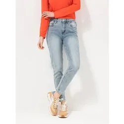 STRANDFEIN Jeanshose 5-Pocket Style knöchellang schmales Bein