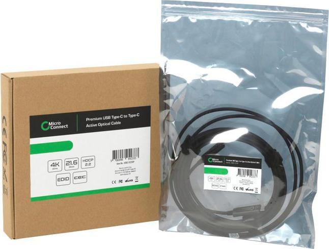 Microconnect MC-USB3.1CC10OP USB-C naar USB-C kabel, USB 3.2 Gen 2, 10 meter, zwart