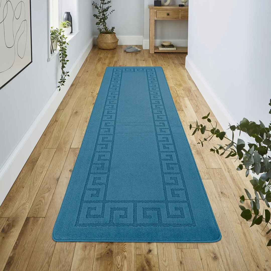 Quality & Style Geometric Area Rug Blue Runner 80 x 300 cm