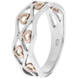 Zeeme Silber Ring Silber 925 zweifarbig mit Herz-Motiven
