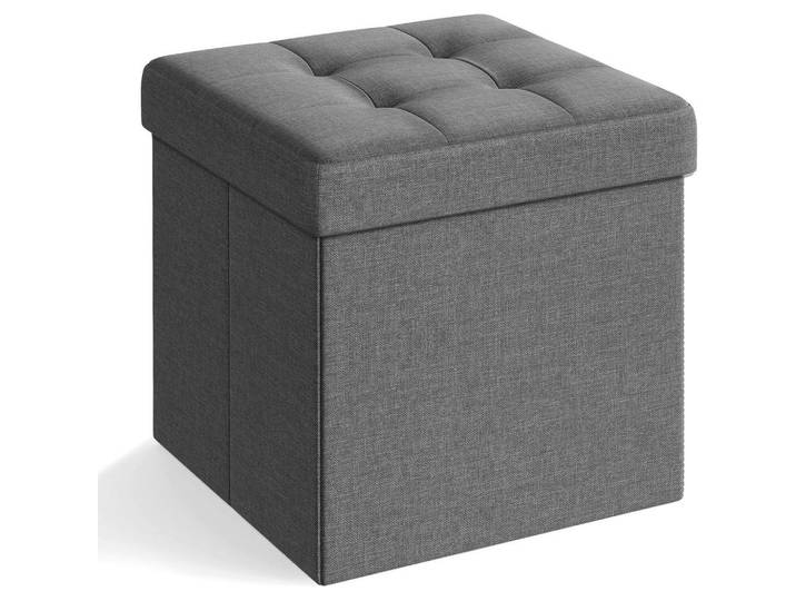 Sitzbox, Grau, 38x38x38 cm, faltbar, Wohnzimmer, Sessel, Hocker & Hockerbänke, Sitzwürfel