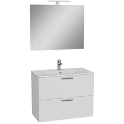 VitrA Mia Badmöbel-Set mit Waschtisch, Spiegel und Beleuchtung 79x61x39,5 cm Weiß glänzend MIASET80B