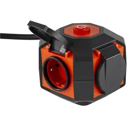 REV, Steckdosenleiste, PowerGlobe Steckdosenwürfel 4xSchutzkontakt 1,4m (4x, CEE 7/4, 1.40 m)
