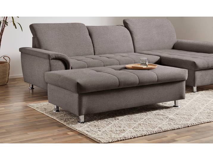 Stauraumhocker DOMO COLLECTION FRANZI, elegant, komfortabel , grau (stone), B:131cm H:42cm T:61cm, Hocker, Stauraumhocker, mit grossem Stauraumfach