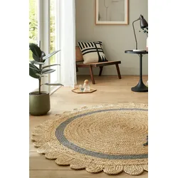 Jute-Teppich geometrisch Braun-Grau Ø160 cm - PLYM   Kadima Design