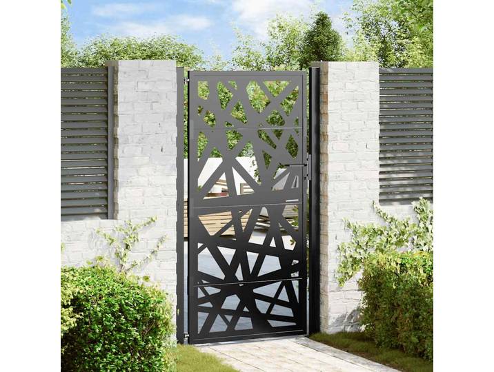 vidaXL Gartentor Schwarz 100x175 cm Stahl Leichtes Design