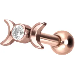 Titan Ohrpiercing mit Innengewinde 2 MONDE + KRISTALL