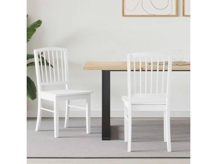 KTHLBRH Esszimmerstühle 2er Set Massives Gummiholz Weiß Küchenstühle Modern Massives Kautschukholz, weiße Oberfläche, quadratische Beine, pflegeleichte Reinigung, vielseitig einsetzbar