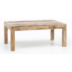 KADIMA DESIGN Rustikaler Couchtisch: Recyceltes Mango-Holz, Shabby-Chic-Design, robust, Klarlack-Beschichtung, große Tischplatte.