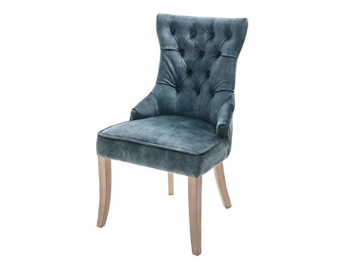 Stuhl CASTLE - 57cm - petrol - Samt Massivholz Nosagfederung Komfortgriff Ziersteppung, bequeme Polsterung, stabil, Esszimmerstuhl, Design, Eyecatcher