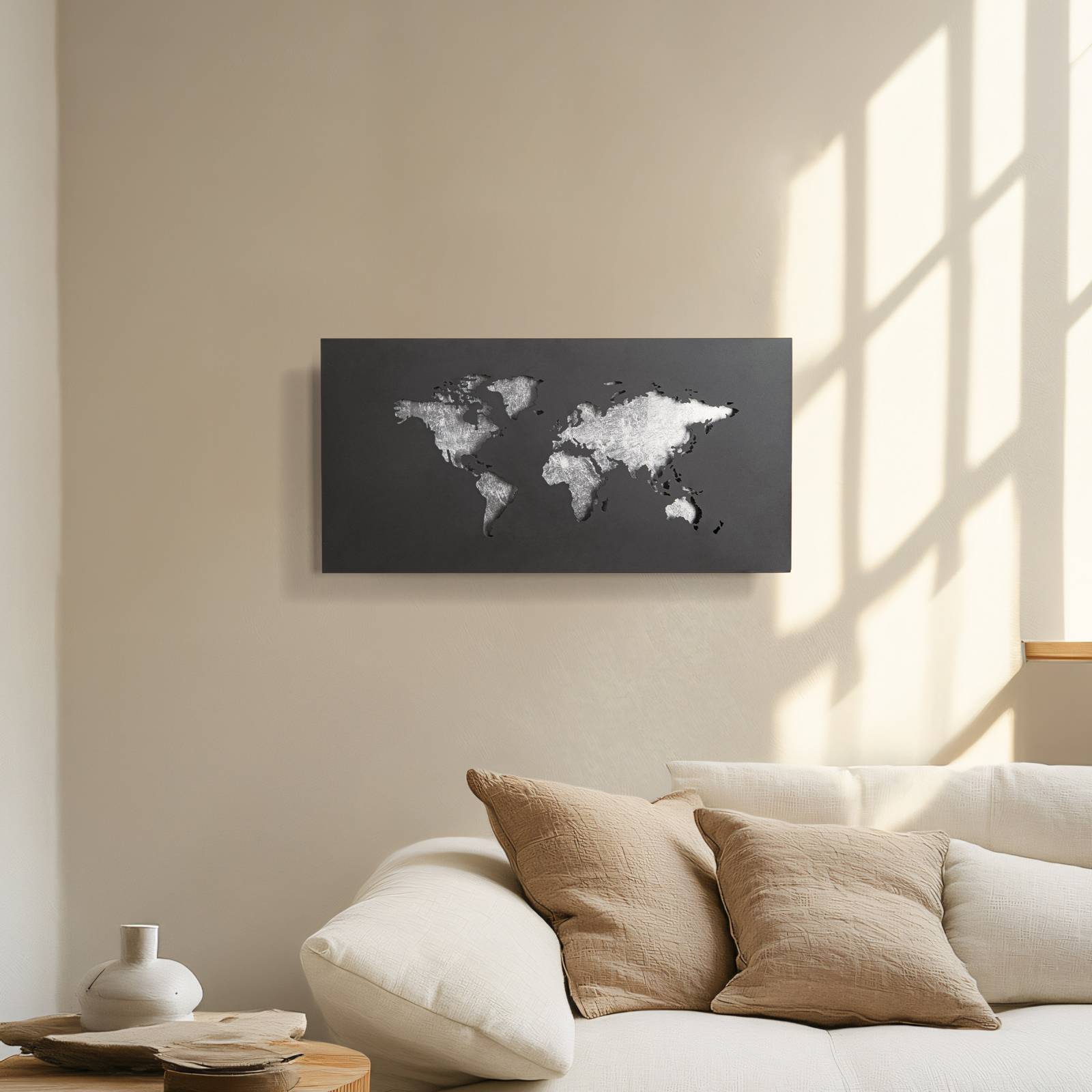 Wandlampe World Lucande, schwarz, für Wohn- / Esszimmer, Metall, Modern, LED Wandleuchte, Wandlampe Innen