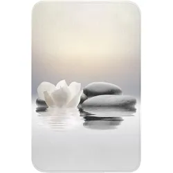 WC-VORLEGER Steine - Lotus - Weiß - Wasser - Zen WC Teppich 50x80 cm