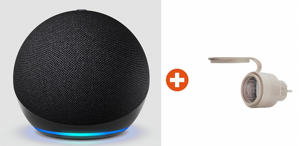 Bundle: Amazon Echo Dot (5. Gen.) B09B8X9RGM schwarz + Shelly Plug & Play Outdoor Plug S Gen3 Z