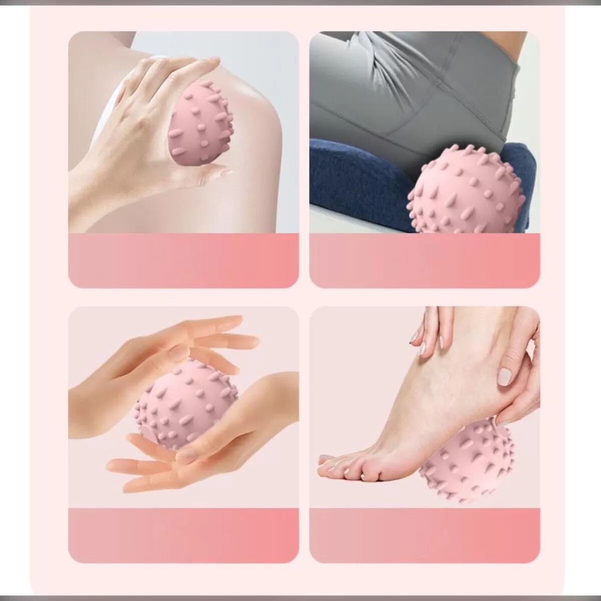 INF Liquid Soft Silikon Akupressur-Board – TPE Soft-Gel Fußmassage-Matte mit 11 Magneten, rutschfester Reflexologie-Stimulator Rosa