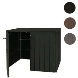 XL 2er-/4er-WPC-Mülltonnenverkleidung HWC-J28, Premium Mülltonnenbox, Metall Holzoptik, erweiterbar ~ anthrazit
