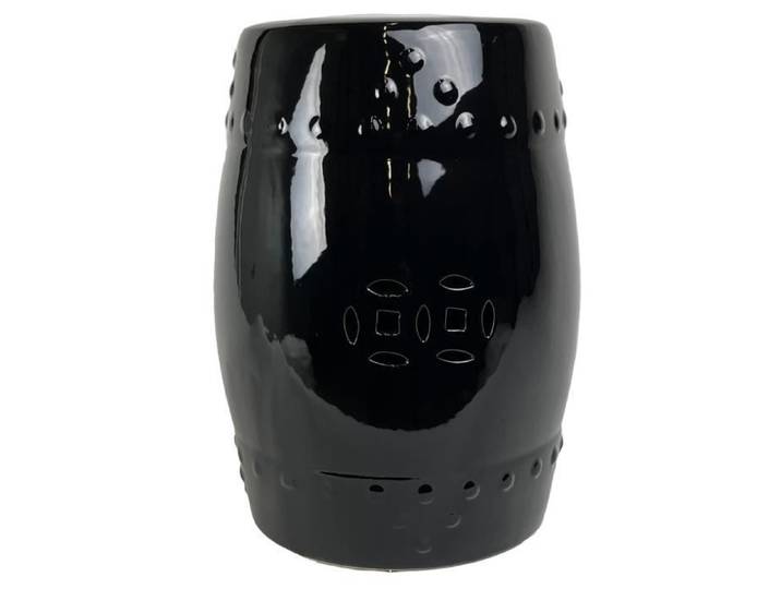 Tabouret de Jardin en Céramique Fait Main Onyx Noir - Fine Asianliving - D33 x H46 cm