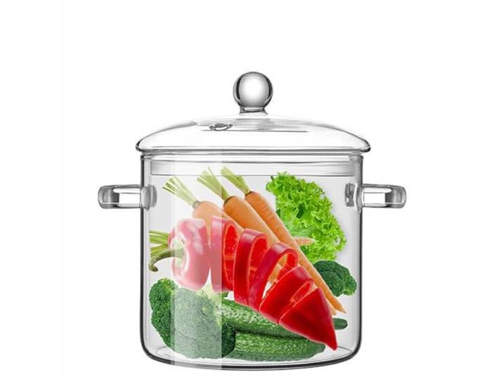 Glaskochtopf, Küchen-Suppentopf mit Deckel, verdickter Suppentopf(1500ml)