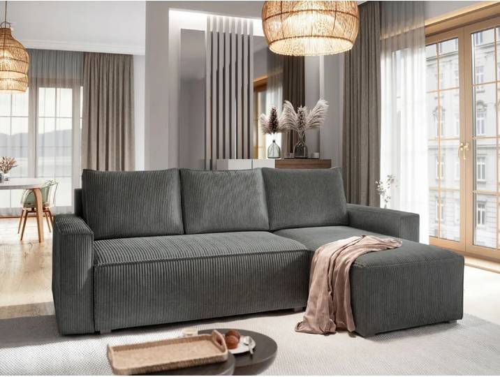 AKTION Graues Ecksofa SMART COSARO, beidseitig + 2 Kissen GRATIS II. Wahl