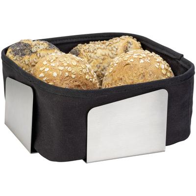Brotkorb "FLAVIO", schwarz (silber), B:20,5cm H:9cm L:20,5cm, Baumwolle, Edelstahl, SCHÖNER WOHNEN-KOLLEKTION, Lebensmittelaufbewahrungsbehälter, Brotkorb, Brötchenkorb mit Gestell aus Edelstahl und Baumwolleinsatz