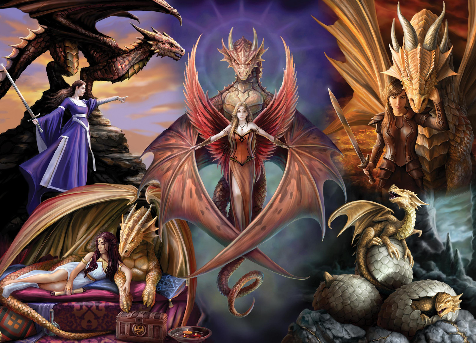 Bluebird Puzzle Anne Stokes Drakenbende Puzzel van 1000 stukjes Fantasy Thema