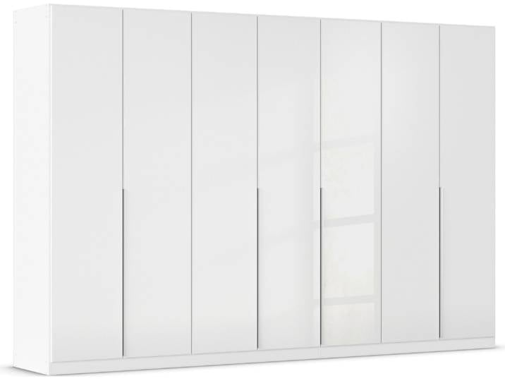 Drehtürenschrank, Holzwerkstoff, Alpinweiß/Glas Kristallweiß, 315×210×54 cm, Mit Glasfront, Modern, Rauch