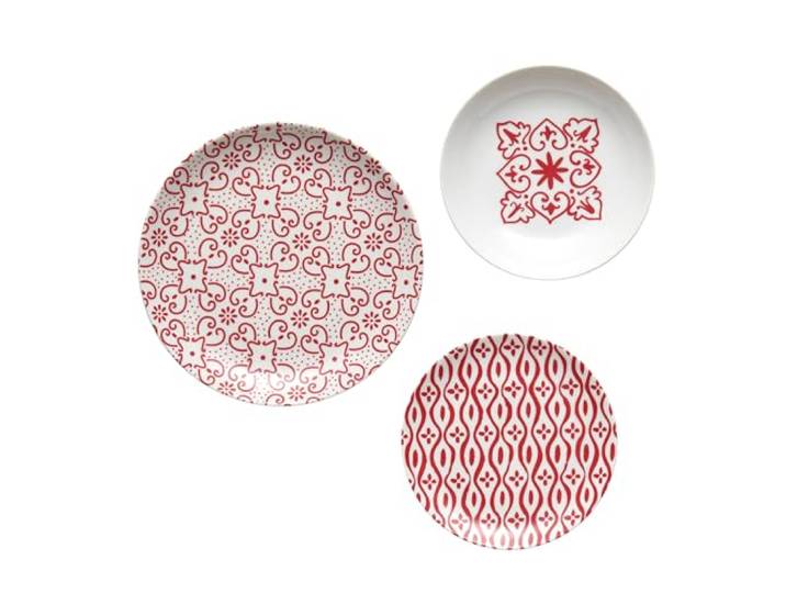 Guzzini - LE MAIOLICHE Set mit 6 Tischplatten, Esstellern, tiefen Teller, Obst-/Desserttellern - Rot glänzend - 10290931