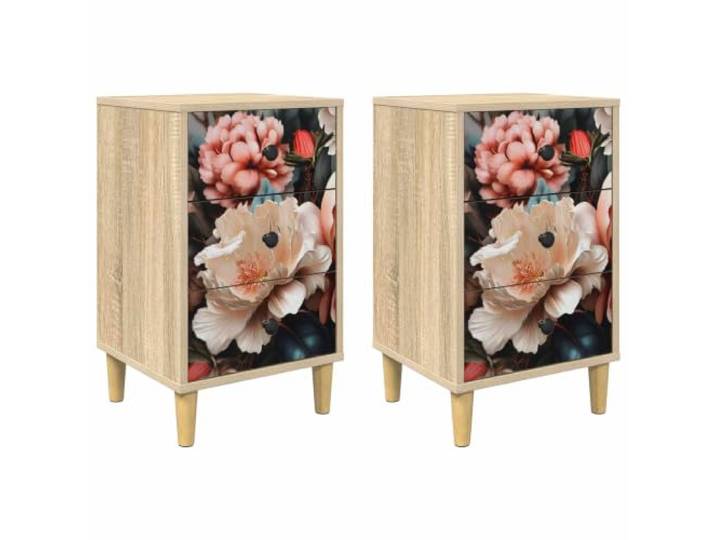 HFXHIJXQ Nachttisch 2er Set Sonoma-Eiche36x33x60 cm Beistelltisch Kompakter Nachtschrank im 2er-Set mit Schubladen für Schlafzimmer. Aus stabilem Holzwerkstoff im Sonoma-Eiche Design.