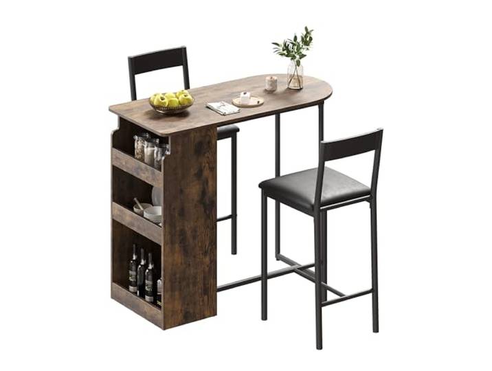 Zstar 3-teiliges Essgruppe-Set für 2 Personen – Moderner Bartisch mit Stauraum und Stühlen – Perfekt für kleine Küchen oder Esszimmer – Stilvolles klassisch-Design – Farbe: klassisch Color